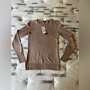 Long tall sally tan sweater xs fitted button detail crew neck new